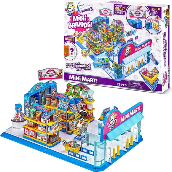 5 Surprise Mini Marques Mini Mart Playset Série 3 par ZURU avec 5 Mini Marques Mystères Exclusives, Stockez et Exposez Votre Collection Mini Collection!