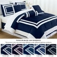 thumbnail image 5 of Chezmoi Collection Caprice 7-Piece Hotel Style Comforter Set California King, Navy/White Square Pattern Color Block Bedding with Decorative Pillows, Luxurious Lightweight All Season Bed Set, 5 of 9