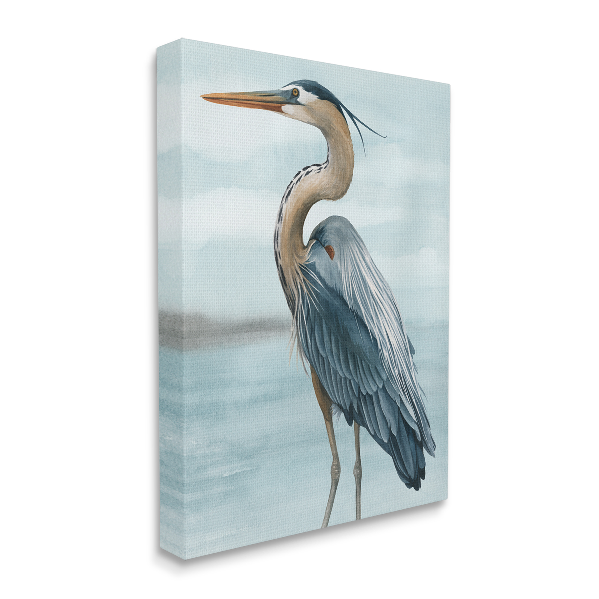 Stupell Industries Heron Bird on Beach Animals & Insects Painting Gallery Wrapped Canvas Print Wall Art, 24 x 30