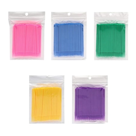 100 Packs Premium Disposable Micro Brush, Mascara Wands for Eyelash Extension, Adhensive Glue Remover Clean Brush, Makeup Beauty Brush, Eyebrow brush 2.0mm Tips, Green Brush.
