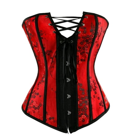 UPPADA Corset Top Plus Size On Sale Womens Corset Tops Steampunk Corset Lace Up Top Overbust Corset Floral Corset Top Corset Bustier Top Cute Underbust Corset Top