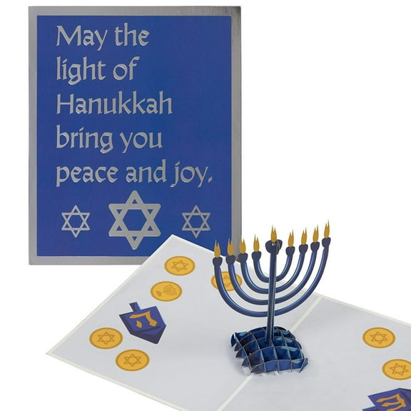 JAM Paper 3D Pop Up Greeting Cards, 5 x 7 inches, Hannukah, 1 Card & Envelope Per Pack