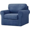 thumbnail image 2 of JIAN YA NA Stretch Velvet Sofa Cover with Separate Cushion Slipcover (Deep Blue, 2 Seater-5 Pieces), 2 of 12