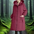 thumbnail image 2 of Rain Jacket Women Water_proof Windbreaker Lightweight Rain Jackets with Pockets Lined Raincoats with Hood Long Apron Jacket Oil Kitchen Cover Up For Home Cooking And Work (Wine,XL), 2 of 7