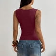 thumbnail image 4 of Minjewel Women's Tank Tops Casual Stylish Slim Fit Sleeveless Metal Eyelets Square Neck for Summer Night Beach,Wine M, 4 of 4