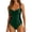 Dark Green, variant on Women Slimming Tummy Control One Piece Swimsuits V Neck Crisscross Back Bathing Suit Green 2XL