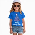 thumbnail image 2 of sdbrld Girls Christmas Shirts for Kids Cute Graphic Short Sleeve Holiday Tee Tops Blue Sizes 11-12 Years, 2 of 6