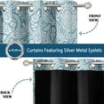 thumbnail image 3 of Vargottam Elegant Paisley Delight Pattern Curtains - Set of 2 Blackout Panels, 42 x 63 Inches - Noise Reducing & Energy-Efficient Room Darkening Window/Door Drapes for Modern Home Decor - Blue, 3 of 9