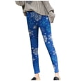 thumbnail image 5 of ManxiVoo Women's Elastic High Waist Fleece Lined Printed Leggings for Thermal Comfort in Winter Workout and Daily Use XL Size Navy, 5 of 8
