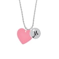 thumbnail image 2 of Delight Jewelry Acrylic 1" Pink Heart Silvertone Script Initial Disc - M - Charm Necklace, 20"+3", 2 of 4