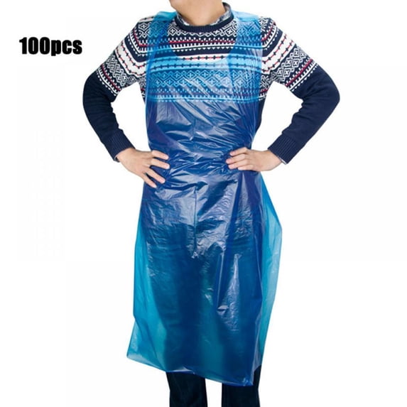 Disposable Poly Aprons, 100 pack 39 X 24 inches Large White Protective Apron - for Commercial or Household Use - Throw Away for Hair Salon Spa or Art Studio