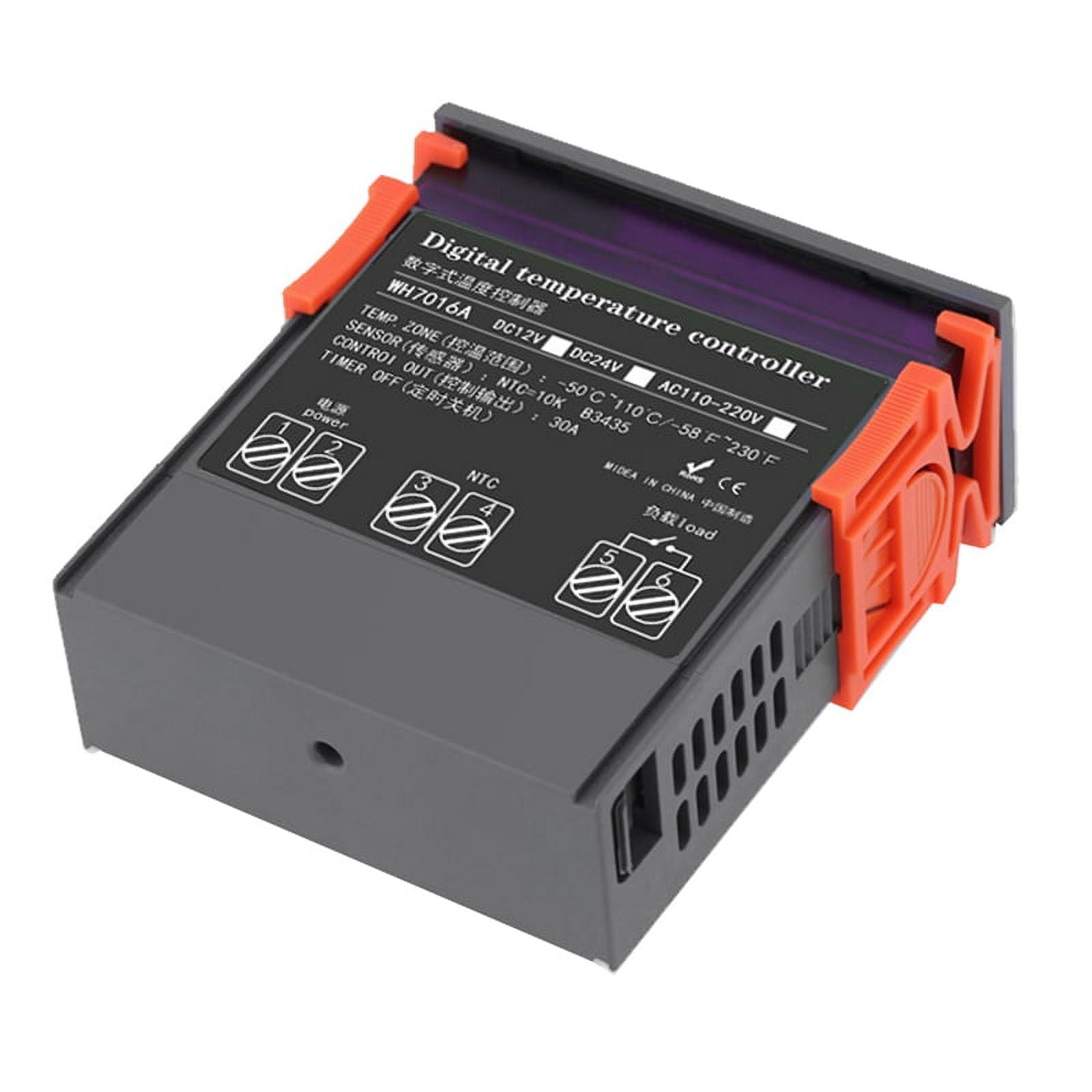 7016A Digital Temperature Controller 220V 30A with High-Power Temp Control Thermostat Heating Cooling Sensor