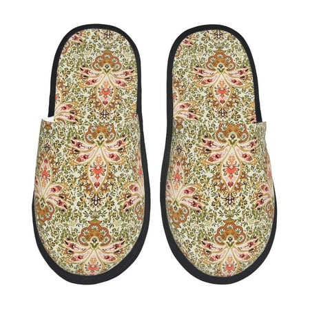 Balery Colorful Paisley Slient Indoor Furry Fleece Comfort House Shoes Soft Non-Slip Home Shoes Cotton slippers House Slippers-- Large