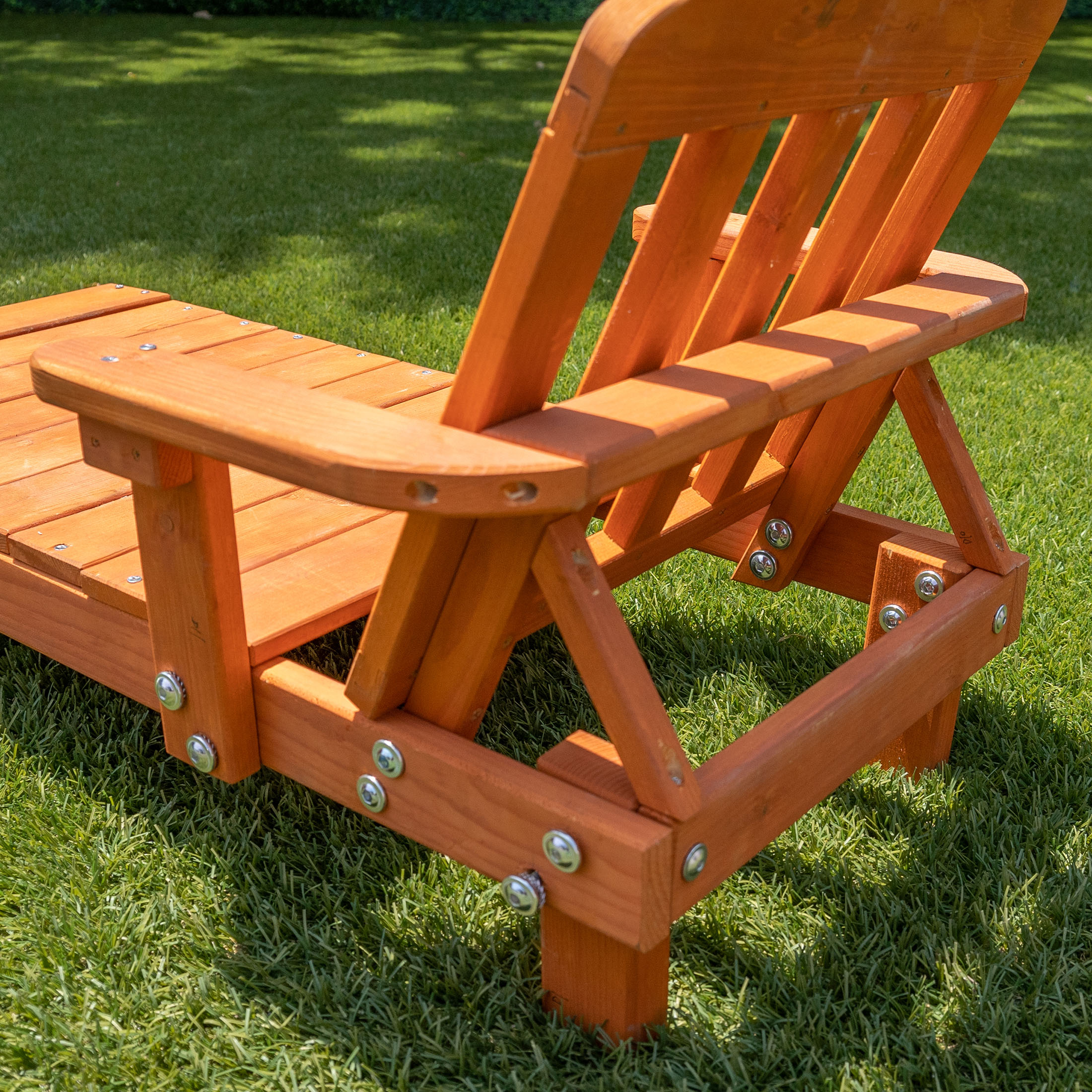 Sportspower Kids Wooden Outdoor Chaise Lounge Chair, 36." x 20.35" x 20.6", Brown