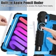 thumbnail image 5 of for iPad Mini 7th Gen 8.3" 2024 Case, Military Grade Heavy Duty Silicone Protection Cover with Pencil Holder + 360 Rotating Stand + Handle Rugged Cover for iPad Mini 6th Gen 8.3" 2021, Black+blue, 5 of 6