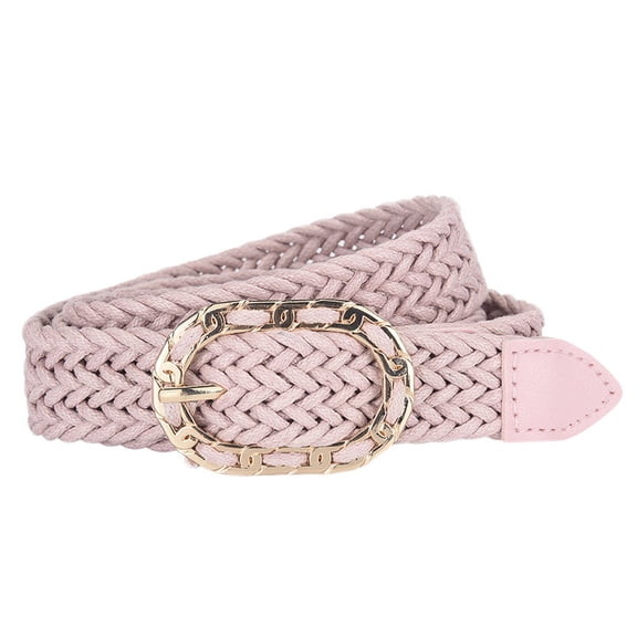 SWSMCLT Women's Faux Leather Web Belt Buckle Braided Belt Metal Braided Metal Buckle Fashion Spring Webbing Belts Pink X-Small-Large