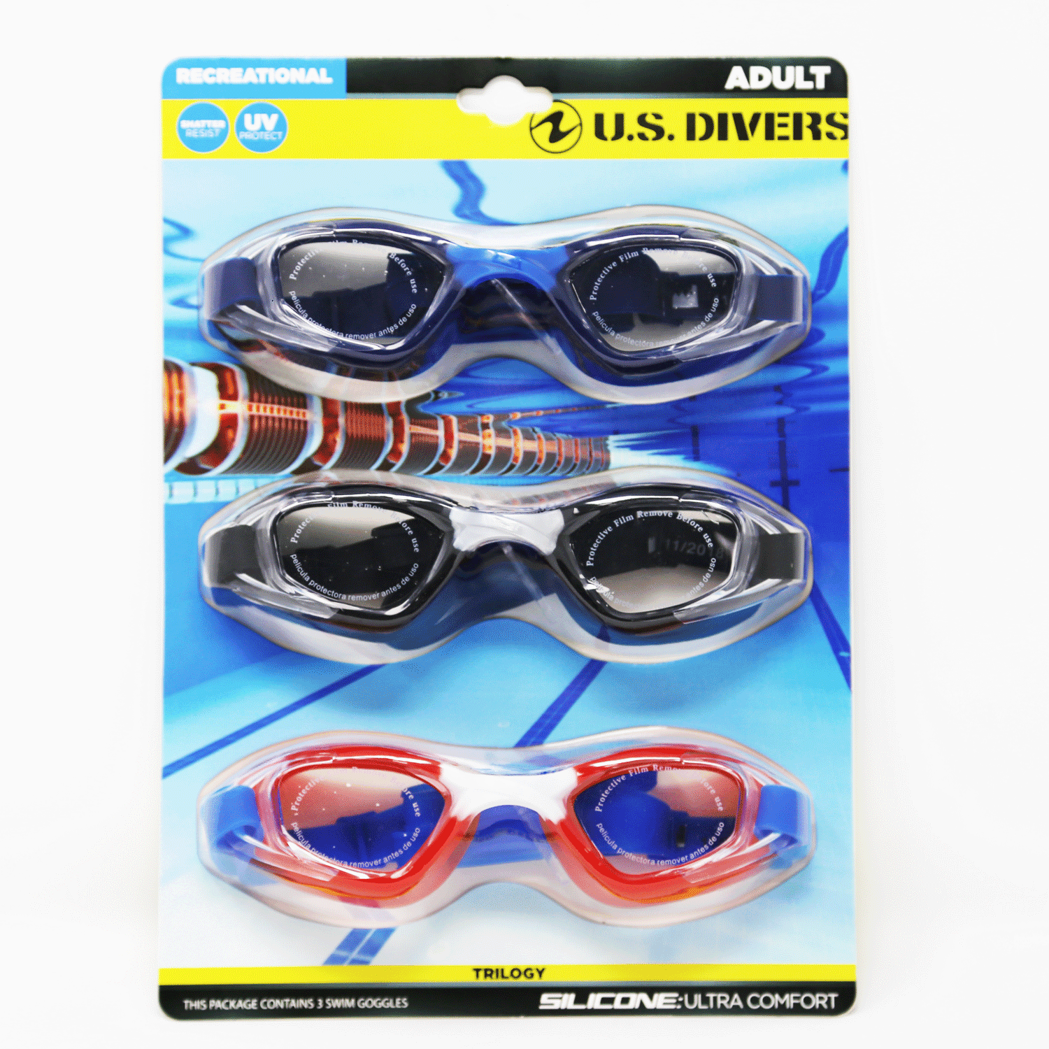 U.S. Divers Trilogy Swim Goggles, 3 Count - Walmart.com - Walmart.com