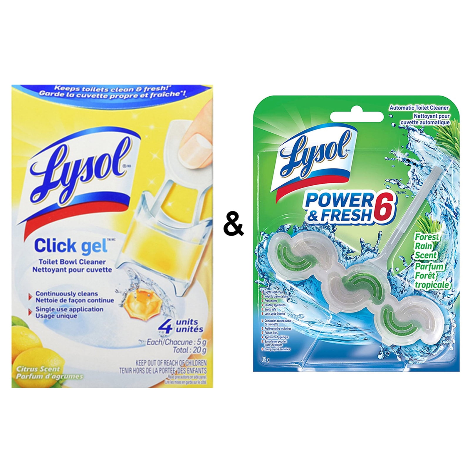 Lysol Click Gel, Continuous Cleaning Toilet Bowl Cleaner, Citrus, 4