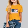 thumbnail image 2 of Jinhomg USA Flag Graphic Tees, Boys Girls Short Sleeves Crewneck Blouse Tops Kids 4Th of July Patriotic Shirts Yellow 120, 2 of 8
