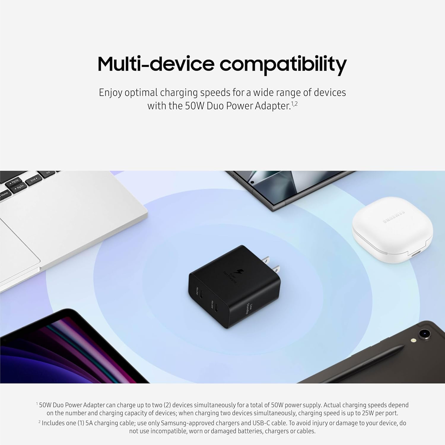Chargeur Rapide 50W USB-C Double Port + Câble 1m – Neuf, Prise FR, Certifié MFi