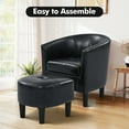 thumbnail image 6 of Aukfa Barrel Accent Chair with Ottoman & Arms, Modern PU Leather Upholstered Chair for Bedroom/Living Room,Black, 6 of 6
