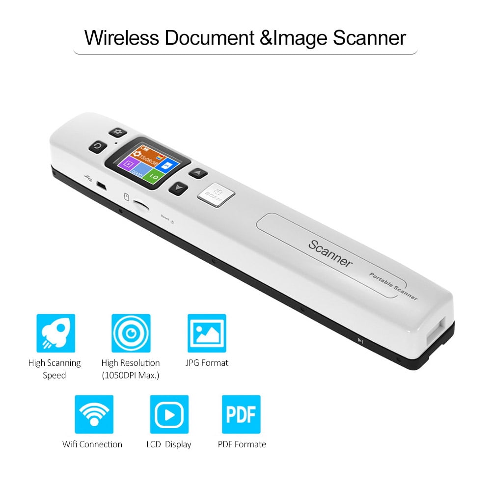 Portable Handheld Wand Document/ Book/ Images Scanner 1050DPI Resolution High Speed Scanning A4 Size JPEG/ Format Colorful LCD for Office Business Reciepts - Walmart.com