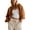 Brown, variant on Women Denim Jacket, Long Sleeve Turn-down Collar Button Closure Solid Fall Jacket Streetwear with Pockets
