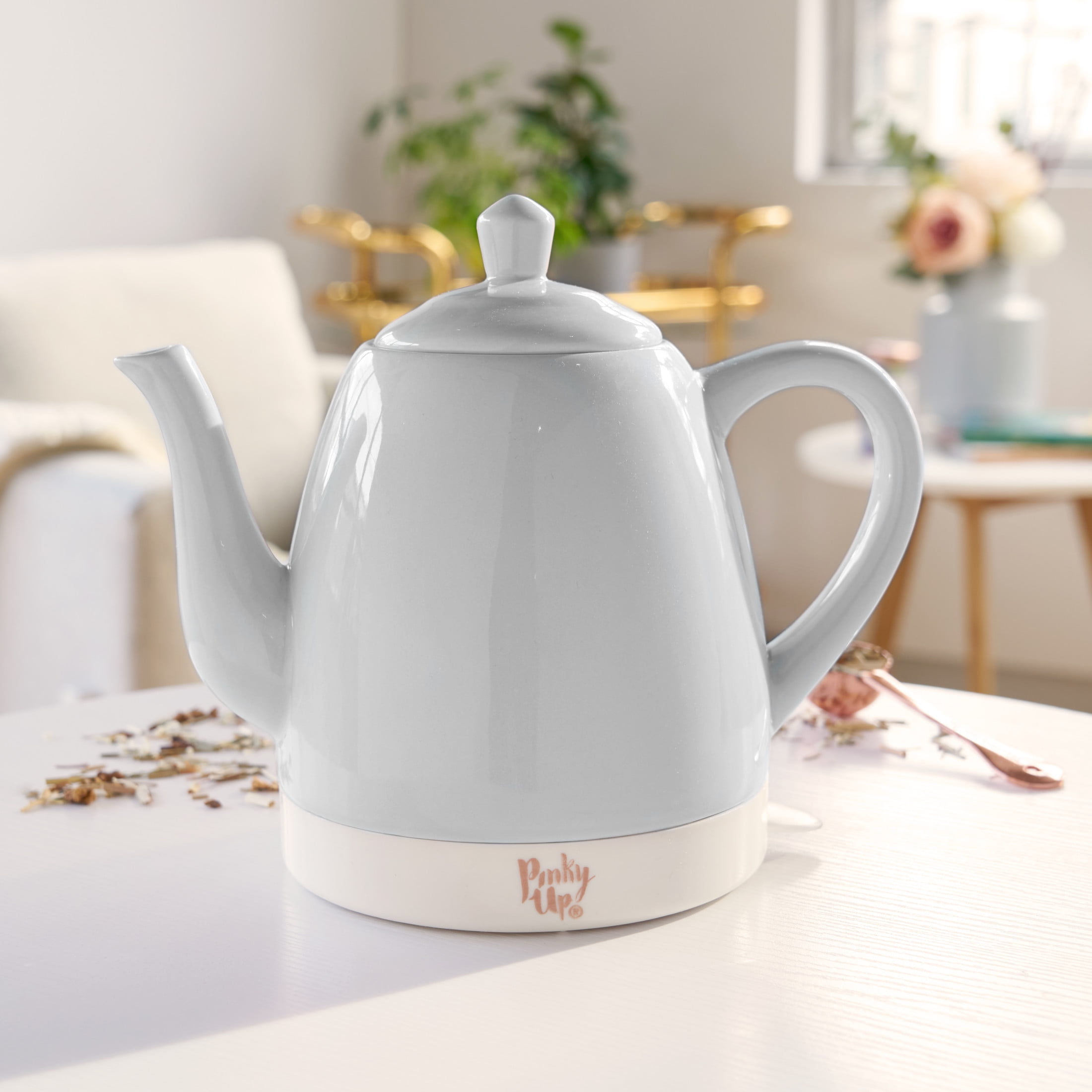Pink Up Noelle Ceramic Electric Kettle for Hot Tea and Coffee, 1.5L, Gray