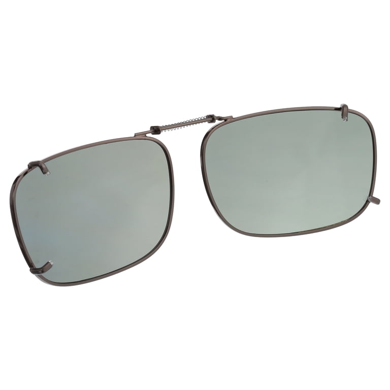 Polar Optics Unisex Rectangle Clip Ons Sunglasses Gunmetal