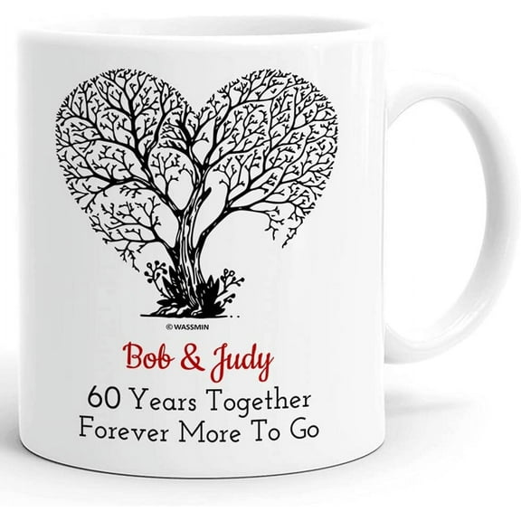 Personalized Wedding Anniversary Couple Mug Years Together Forever More To Go Coffee Mugs Cups 11oz 15oz Gifts For Husband Wife Hubby Wifey Mr & Mrs His Her Custom Name And Number