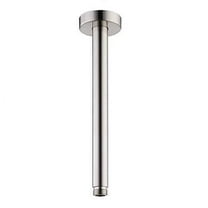 8" Straight Shower Arm & Flange, Ceiling Mount, Brushed Nickel, 1/2" NPT Thread