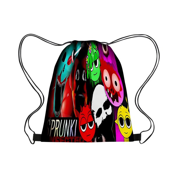 Sprunki School Backpack Travel Bag for Men Women, Primary Students Bookbags for Girls Boys School Bag Bookbags Box Sprunki Drawstring Bag Portable Large Capacity Drawstring Backpack Waterproof