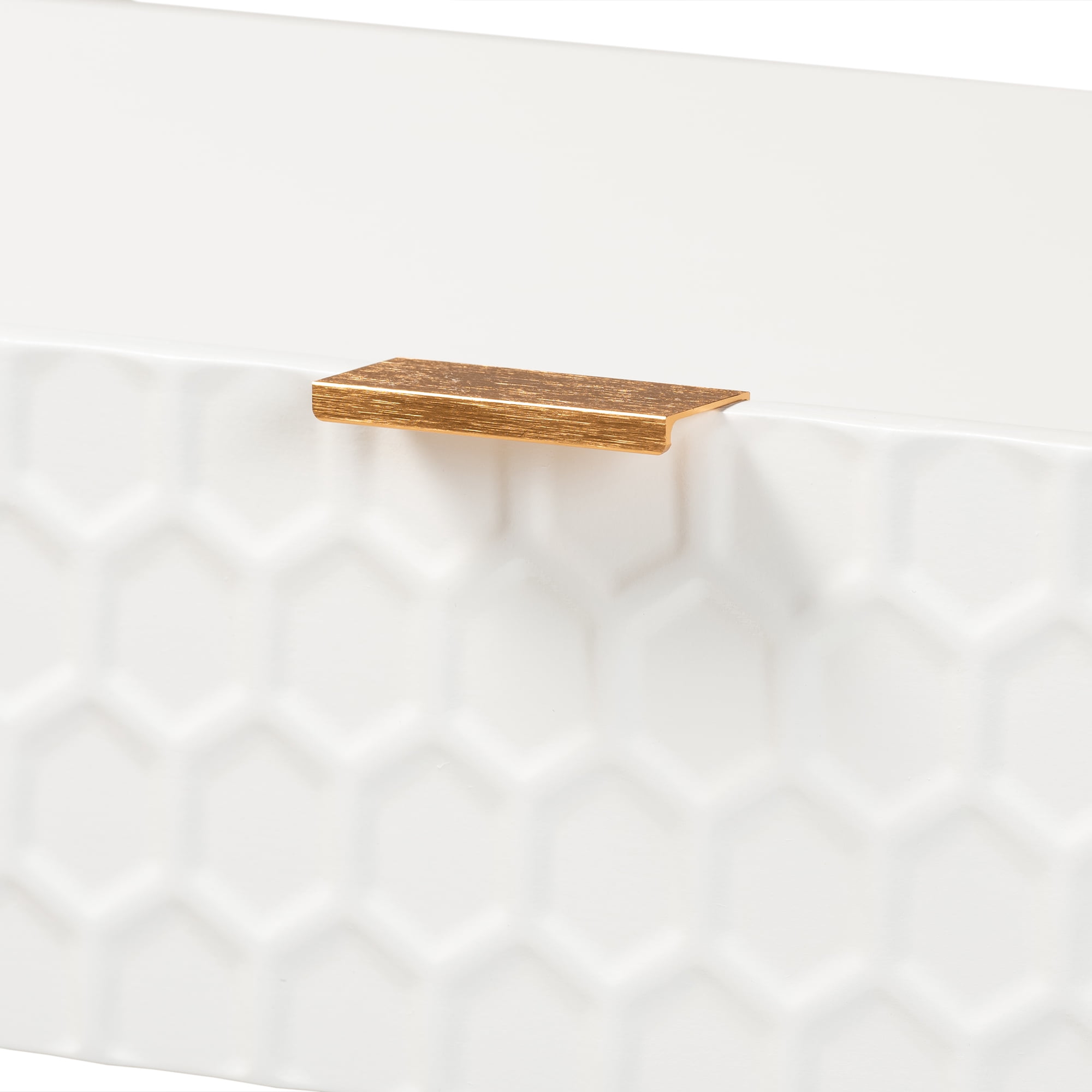 Baxton Studio Galia Modern and Contemporary White Finished Wood and Gold Metal 1-Drawer Console Table