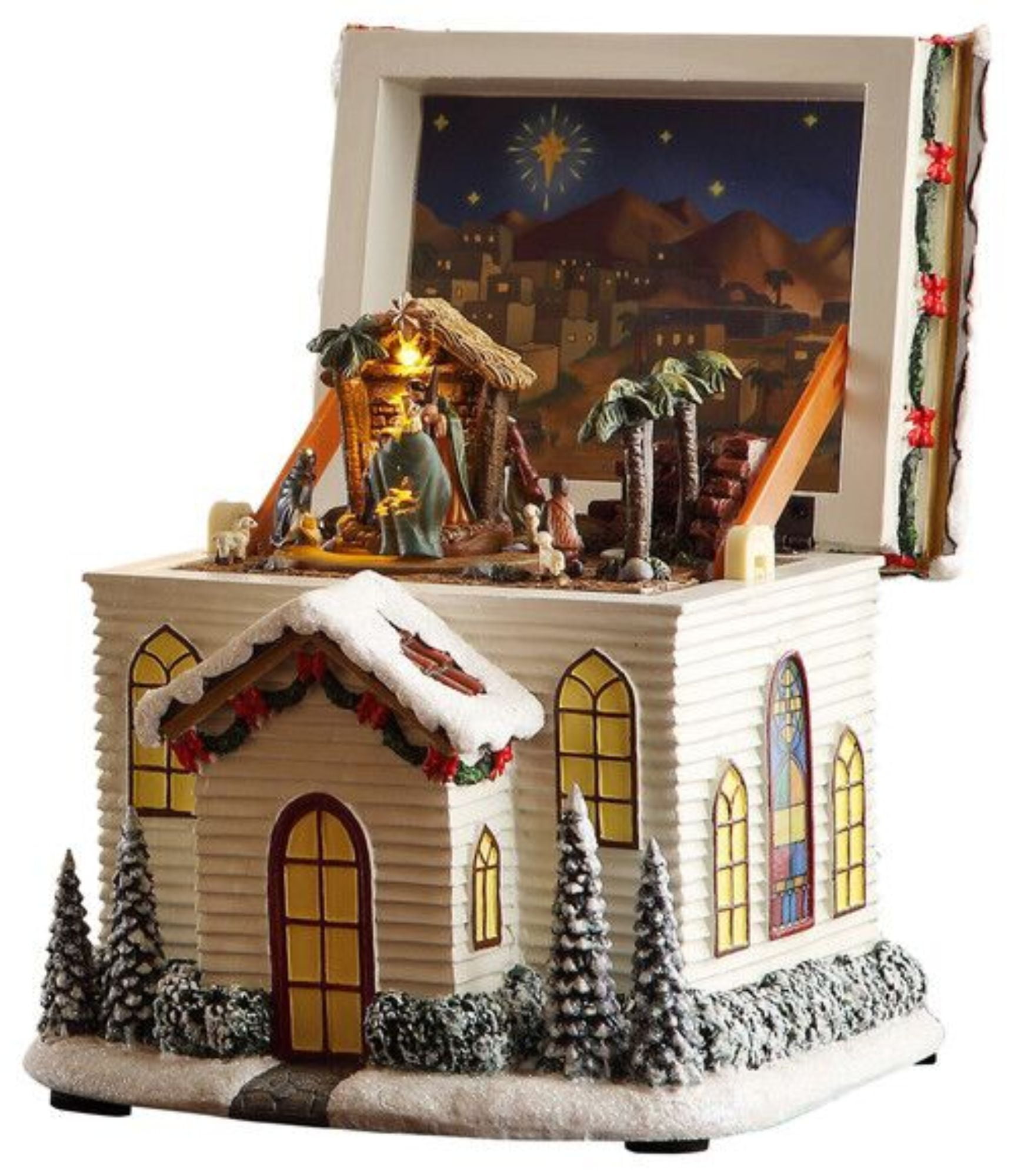 Set of 2 White and Brown Nativity Church Pop-Up Tabletop Decor 10.5 ...