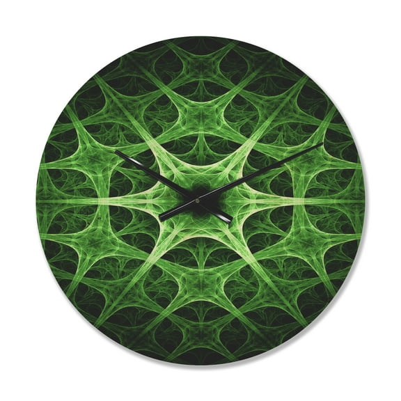 Designart 'Abstract Green Thorn Flower Pattern' Modern Wood Wall Clock