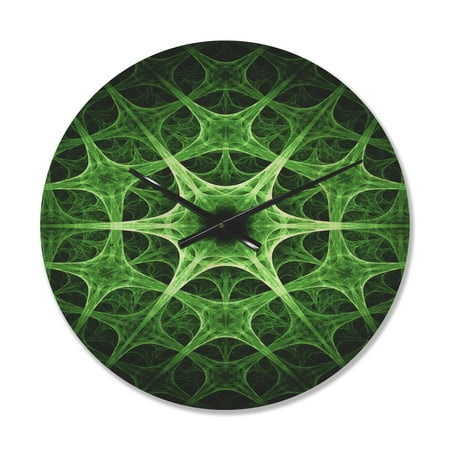 Designart 'Abstract Green Thorn Flower Pattern' Modern Wood Wall Clock