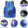 thumbnail image 3 of Mochila con cordón Mochila deportiva con bolsillos laterales de malla Compartimento para zapatos Bolsa con cordón resistente al agua para mujeres y hombres (azul), 3 of 5