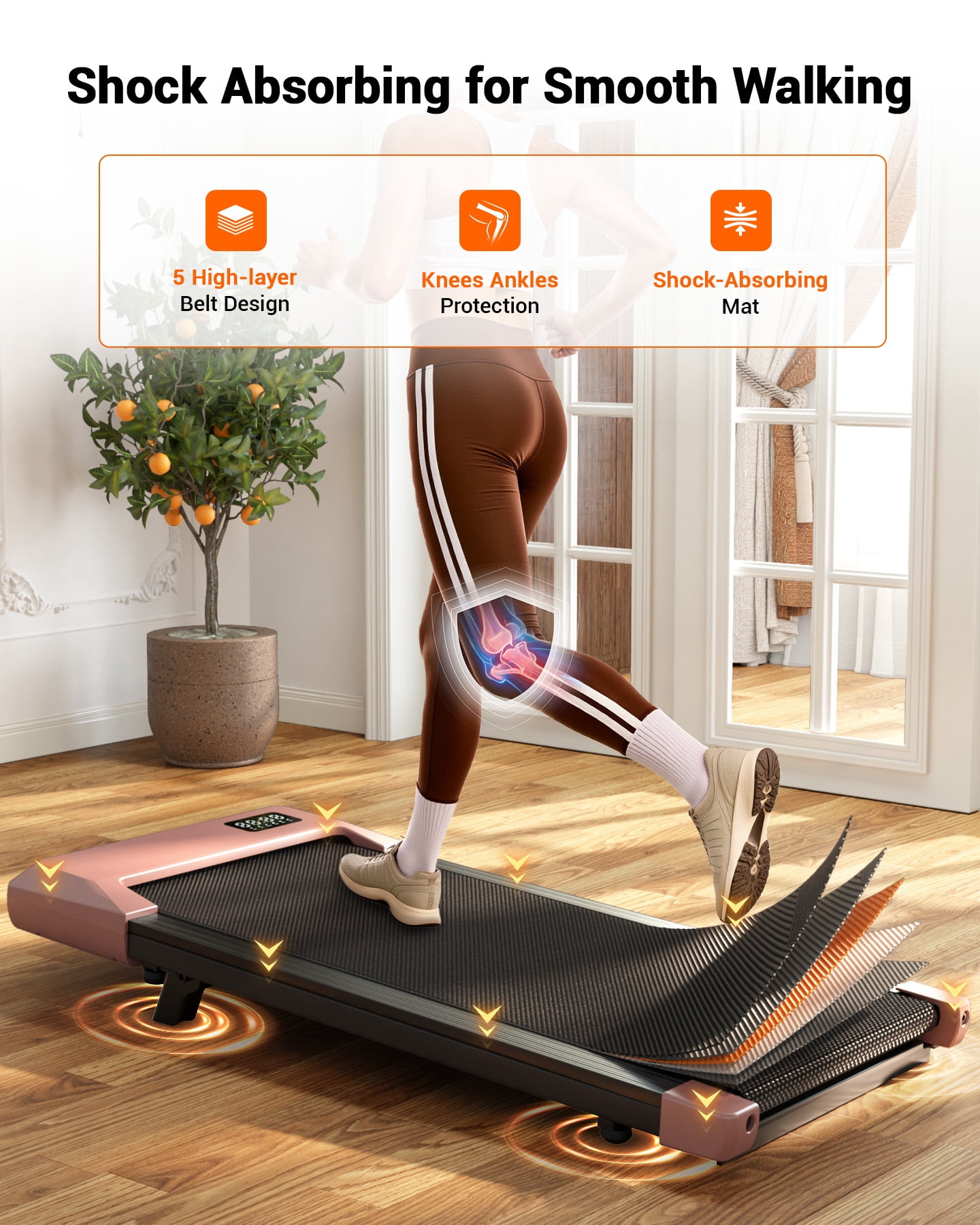 SSPHPPLIE Walking Pad with Incline, Under Desk Treadmill, 3 in 1 Portable Treadmills for Home with Remote Control LED Display, 2.5 HP Quiet Mini Treadmill for Office Home Use, 300 Lbs Capacity