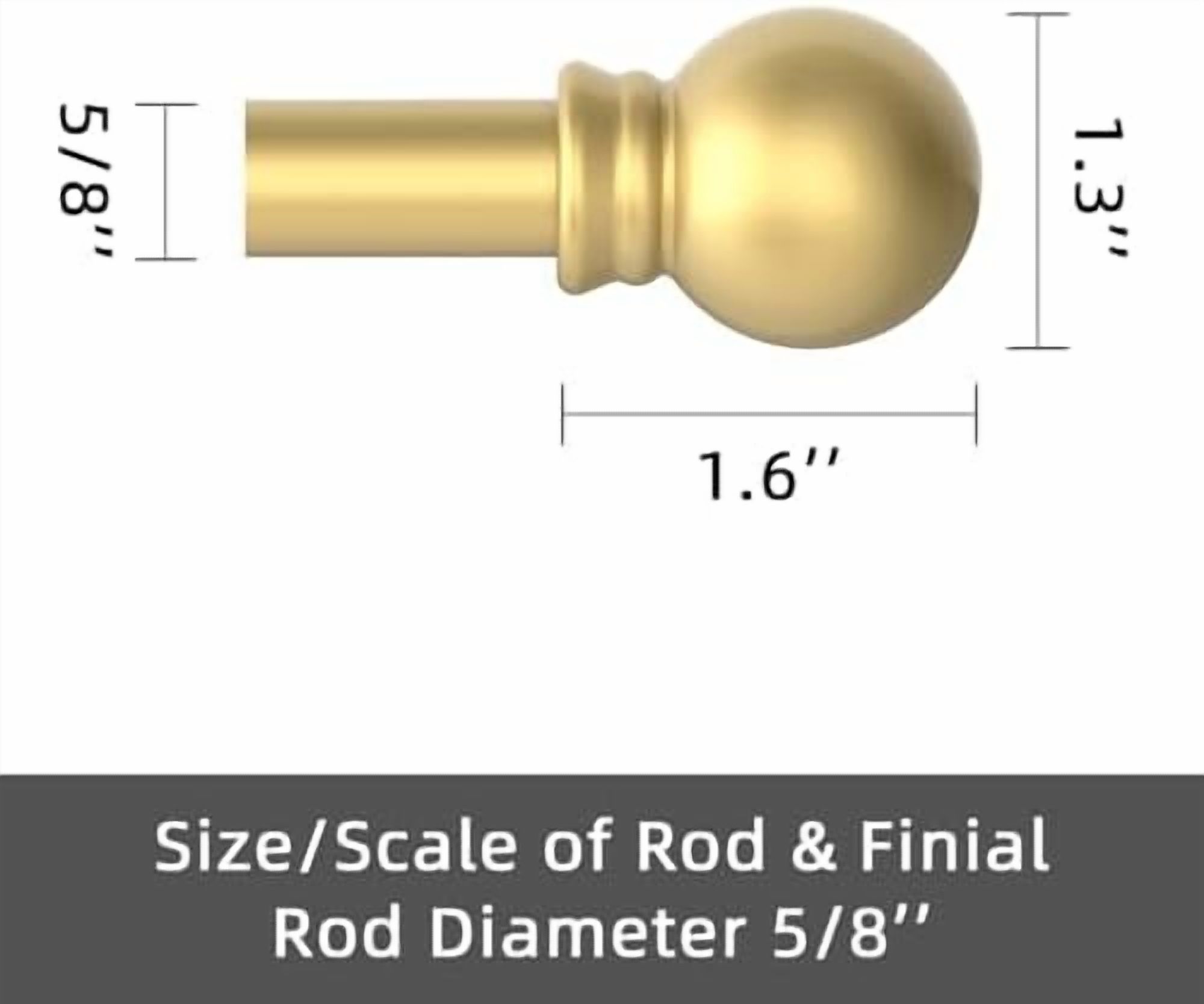 2 Pack Gold Curtain Rods for windows 66 to 120 inch, 5/8 inch Splicing Heavy Duty Metal Curtain Rod Set with Brackets