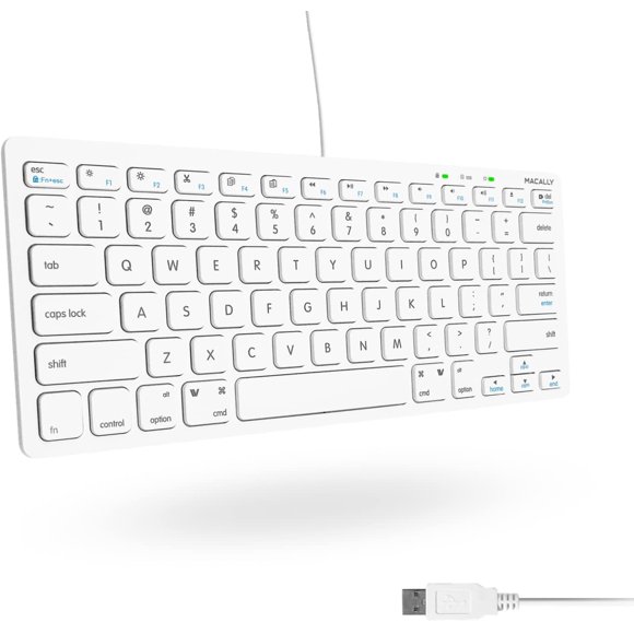 ERDS-USB Mini Keyboard for Mac and Windows PC - 78 Scissor Switch Keys with 13 Shortcut Keys - Compact & Small Keyboard that Saves Spaces and Looks Great - Plug and Play Mac Keyboard - White