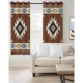 thumbnail image 2 of Southwest Blackout Curtains 54 Inches Long for Bedroom,Western Brown Yellow Geometric Abstract Art Wooden Thermal Insulated Room Darkening Black Out Window Curtain Grommet Living Room Curtains, 2 of 8
