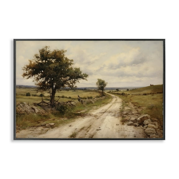 Stupell Industries Road To Nowhere Landscape & Nature Painting Black Framed Art Print Wall Art, 18 x 12