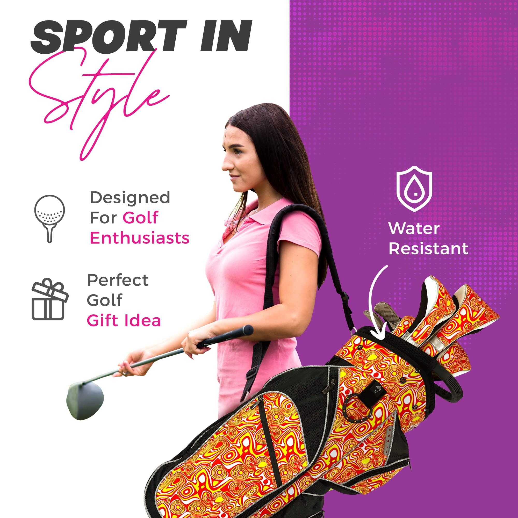 Womens Golf - Taboo Fashions 14 Way Lightweight Ladies Cart Bag (Orange Lava)