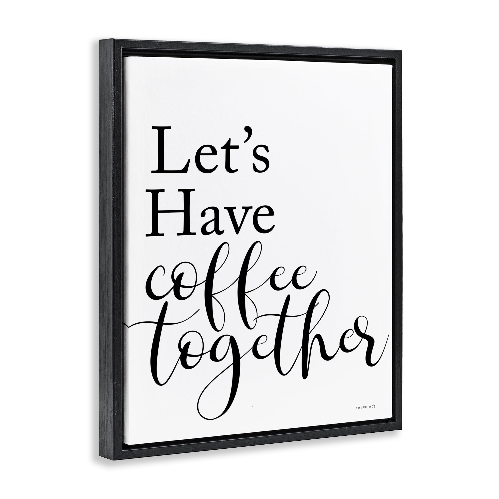 Stupell Industries Coffee Together Phrase Text & Numbers Painting Black Floater Framed Canvas Art Print Wall Art, 25 x 31