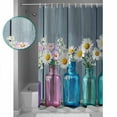 thumbnail image 3 of 72x78 Inch Shower Curtain Daisy Flower Bathroom Decor Waterproof Fabric Bathtub Bath Curtains Decorative Blue Pink Bottle Floral Farmhouse Wooden Extra Long Shower Curtain Set with Hooks, 3 of 6