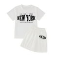 thumbnail image 2 of Hiijoy Girls 2 Piece Outfits New York Printed Short Sleeve T-Shirt Shorts Set, 2 of 5