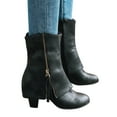 thumbnail image 4 of Fesfesfes Fall Boots Women Lace Splicing Solid Short Boots Round Head Shoes 7.5(40), 4 of 5