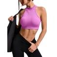 thumbnail image 2 of Sleeveless Crewneck Tank Top Ribbed Knitted Crop Tops for Women Lilac M, 2 of 7