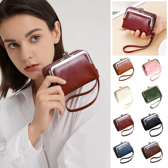 JVBTVB Women's Vintage Snap Closure Coin Purse Small Zipper Pouch Wallet with Multi-Card Slots for Handbag or Pocket