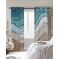 thumbnail image 2 of Blackout Curtains for Bedroom, Turquoise Brown Room Darkening Window Drapes for Living Room, Teal White Geometric Gradient Stripes Thermal Insulated Grommet Curtains, 27.5x39 inch, 2 Panels, 2 of 9